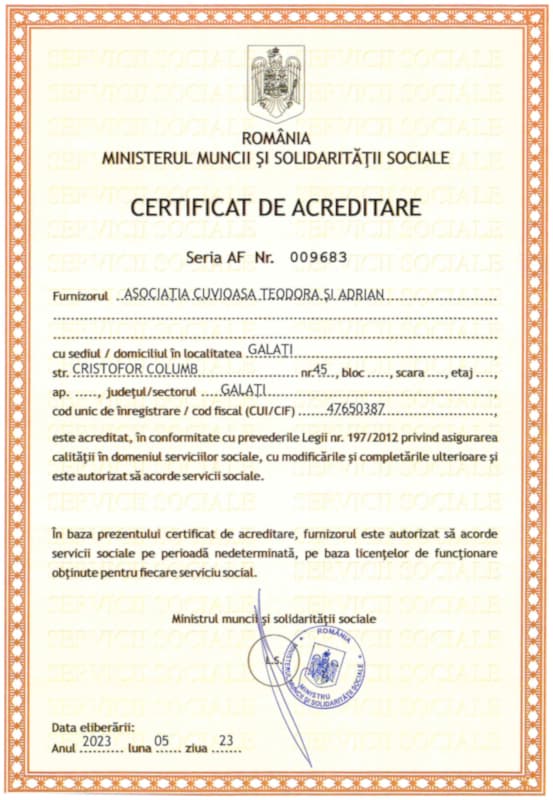 DECIZIE SI CERTIFICAT DE ACREDITARE ASOCIATIA CUVIOASA TEODORA Si ADRIAN